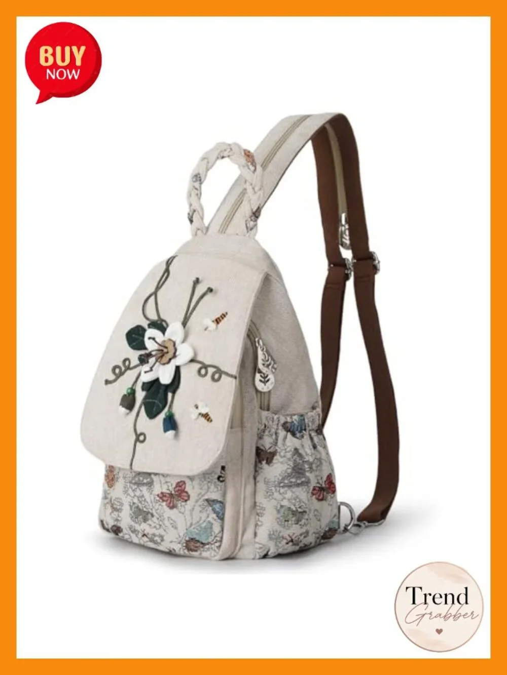 Convertible Canvas Sling Backpack Crossbody Daypack Handcrafted Artisan Purse